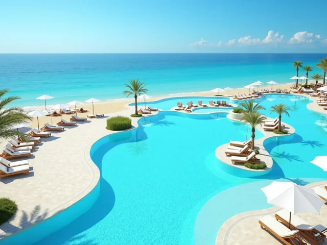 Families relaxing by the pool at the La Manga Club beach club