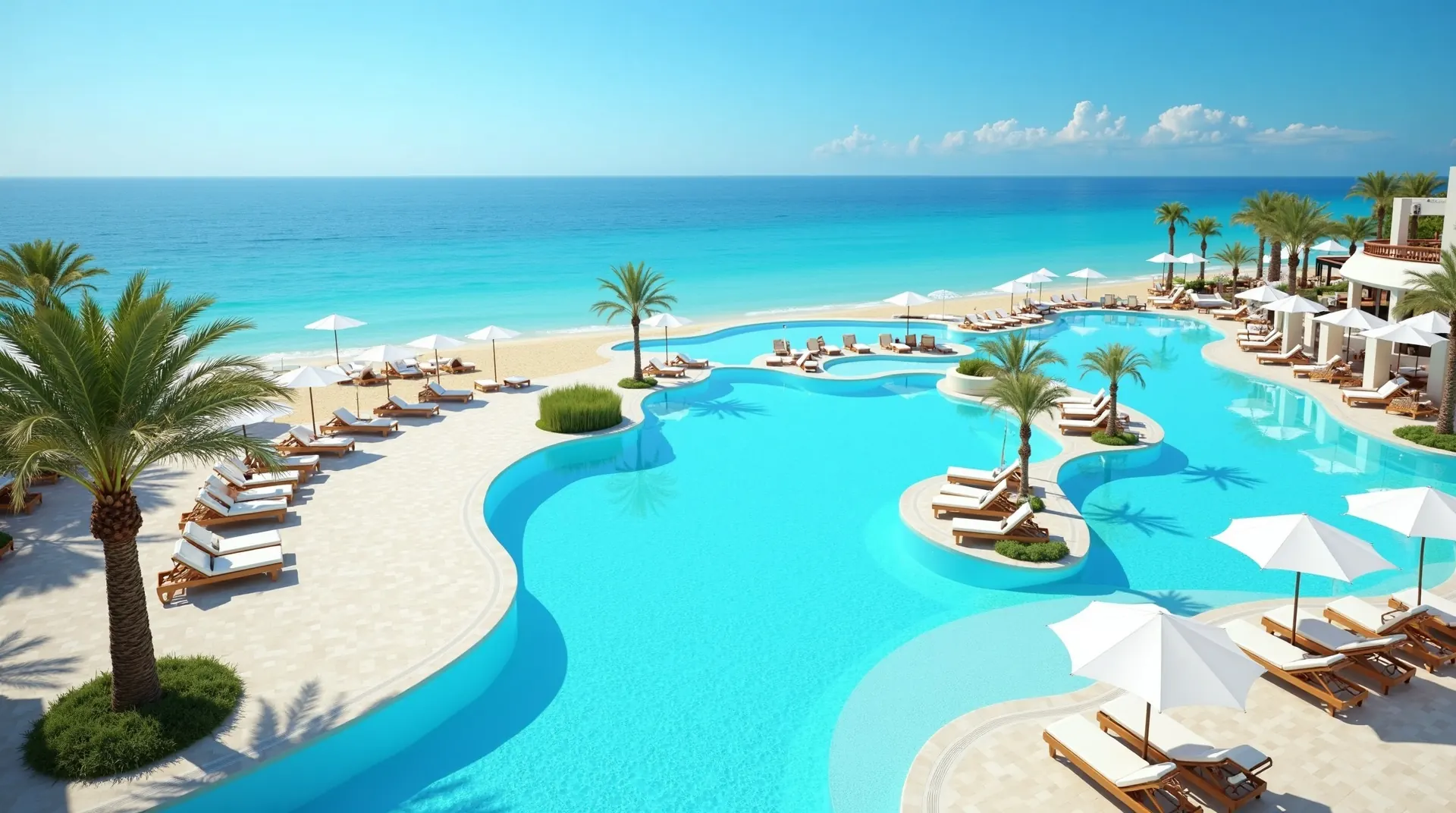 Families relaxing by the pool at the La Manga Club beach club